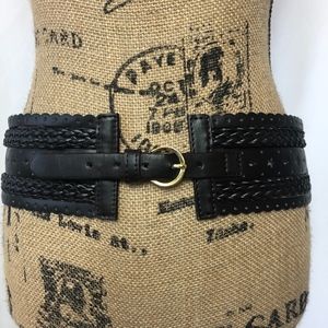 WIDE WOMEN'S STRETCH BELT DARK BROWN